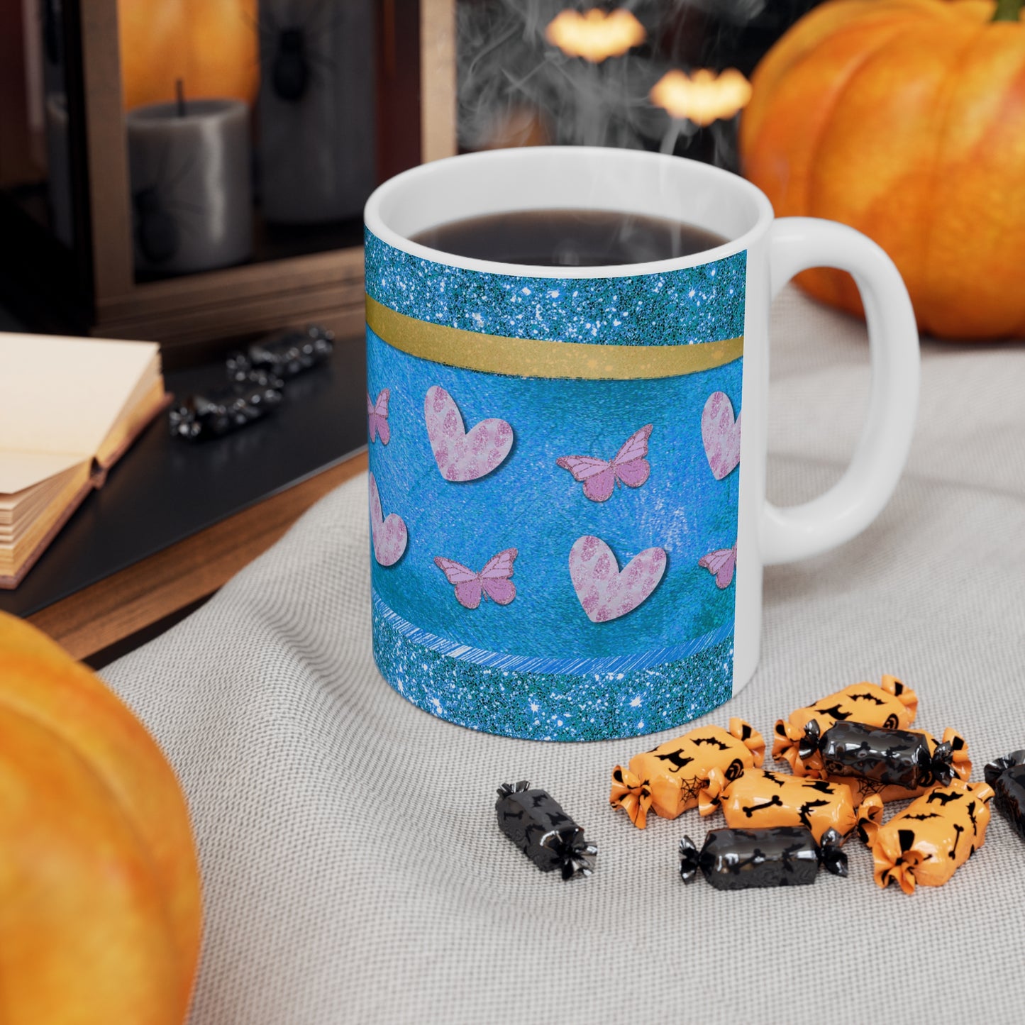 Hearts and Butterflies Ceramic Mug 11oz