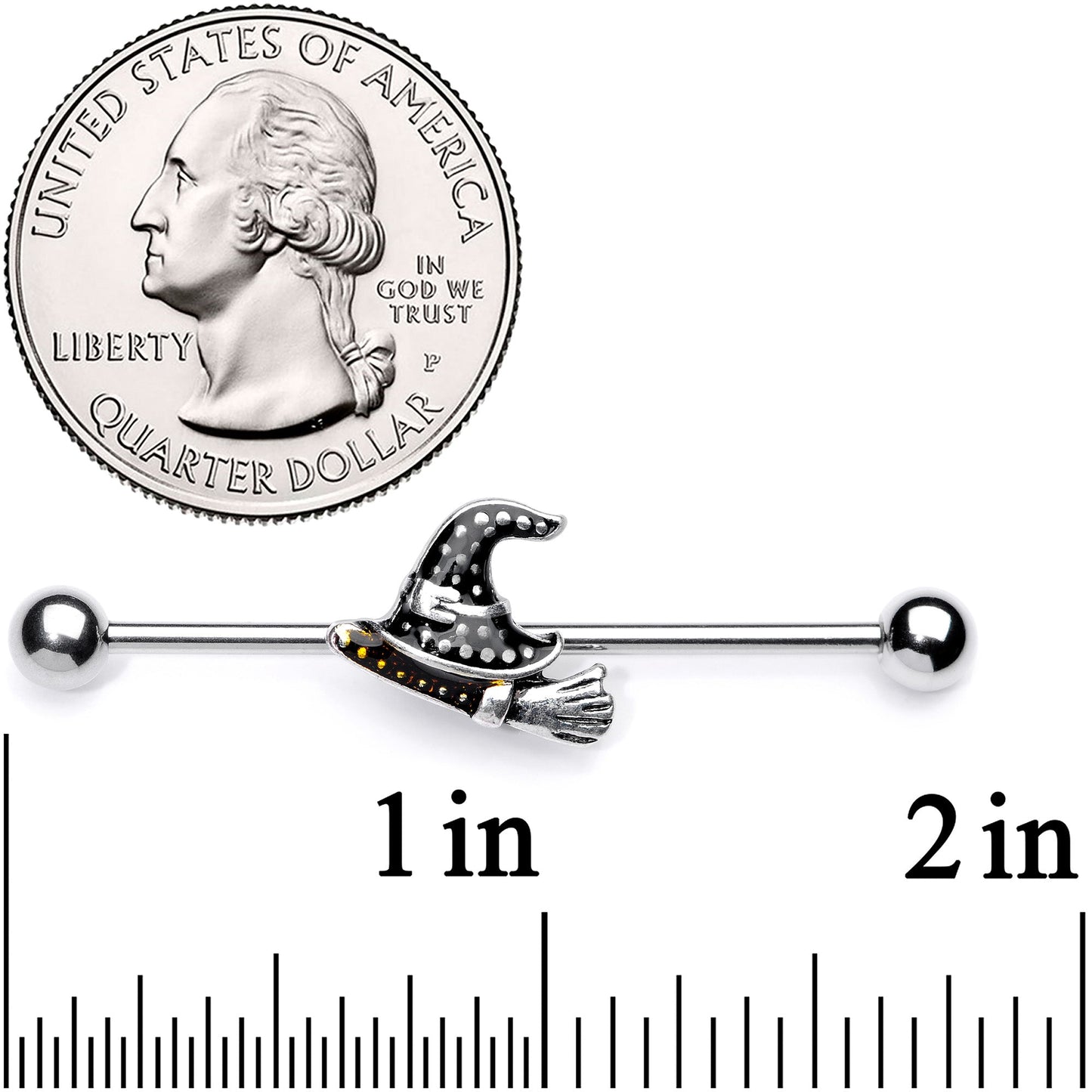 14G Broom Witch Hat Halloween Industrial Barbell 38mm