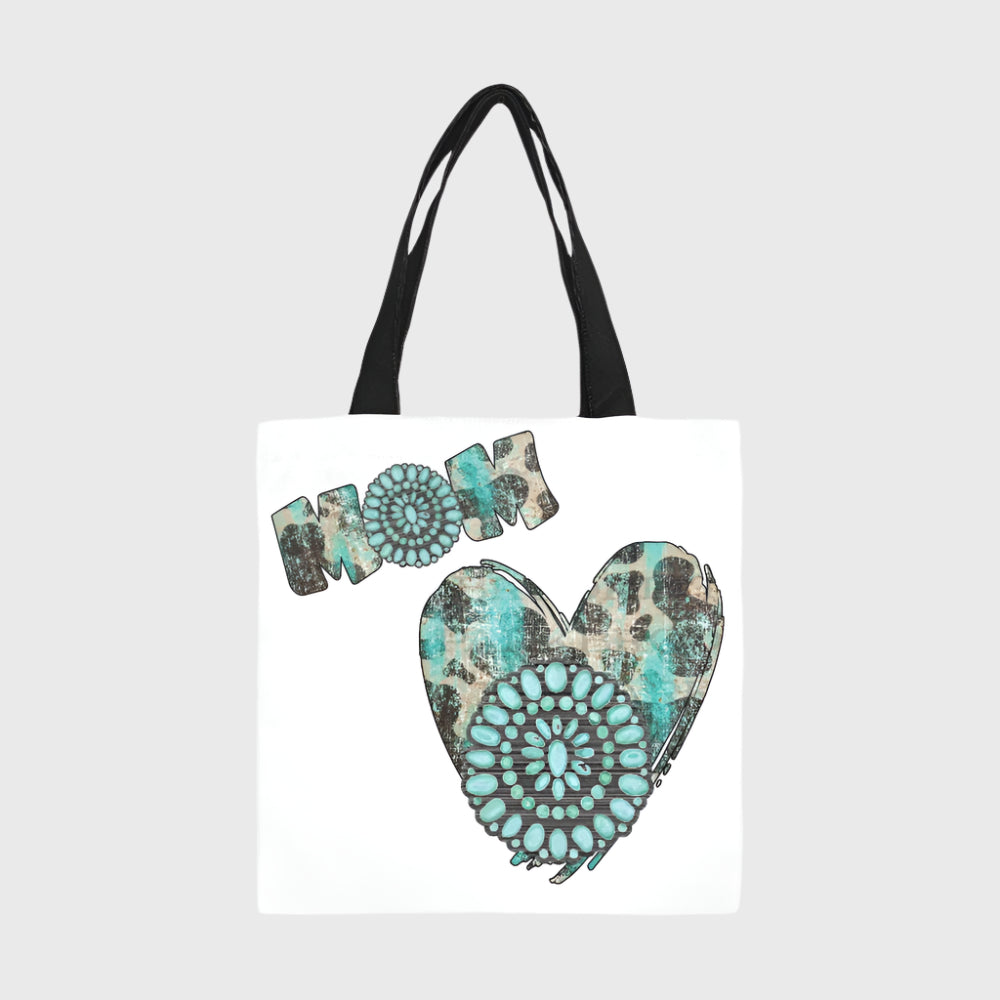 Western Mom Heart Canvas Tote Bag