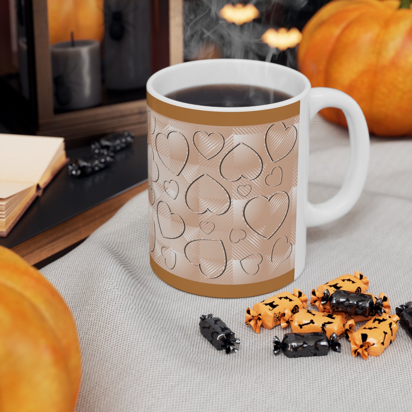 Brown Buffalo Hearts Ceramic Mug 11oz