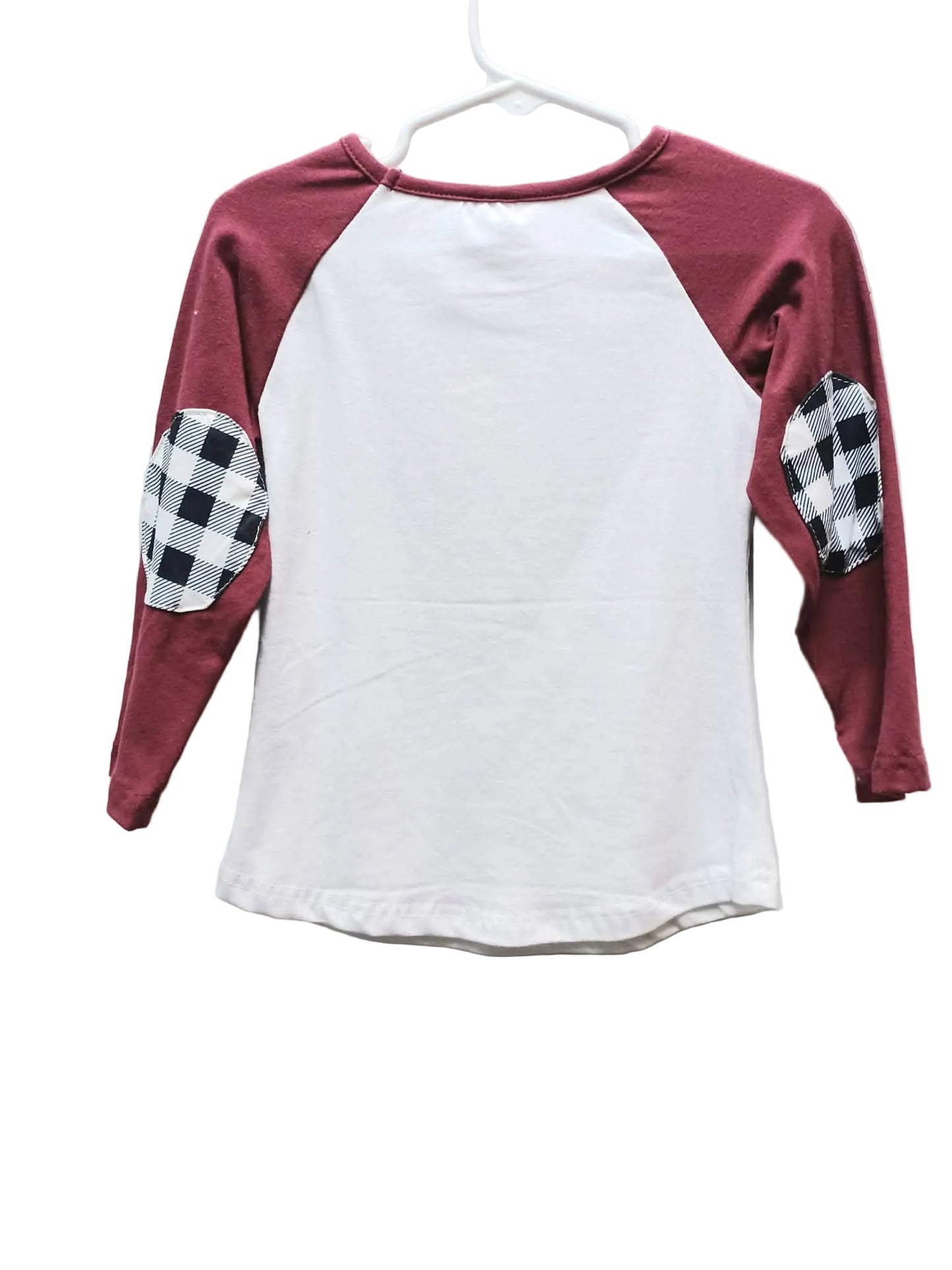 Plaid Heart Shirt with Maroon Sleeves and Plaid Elbows