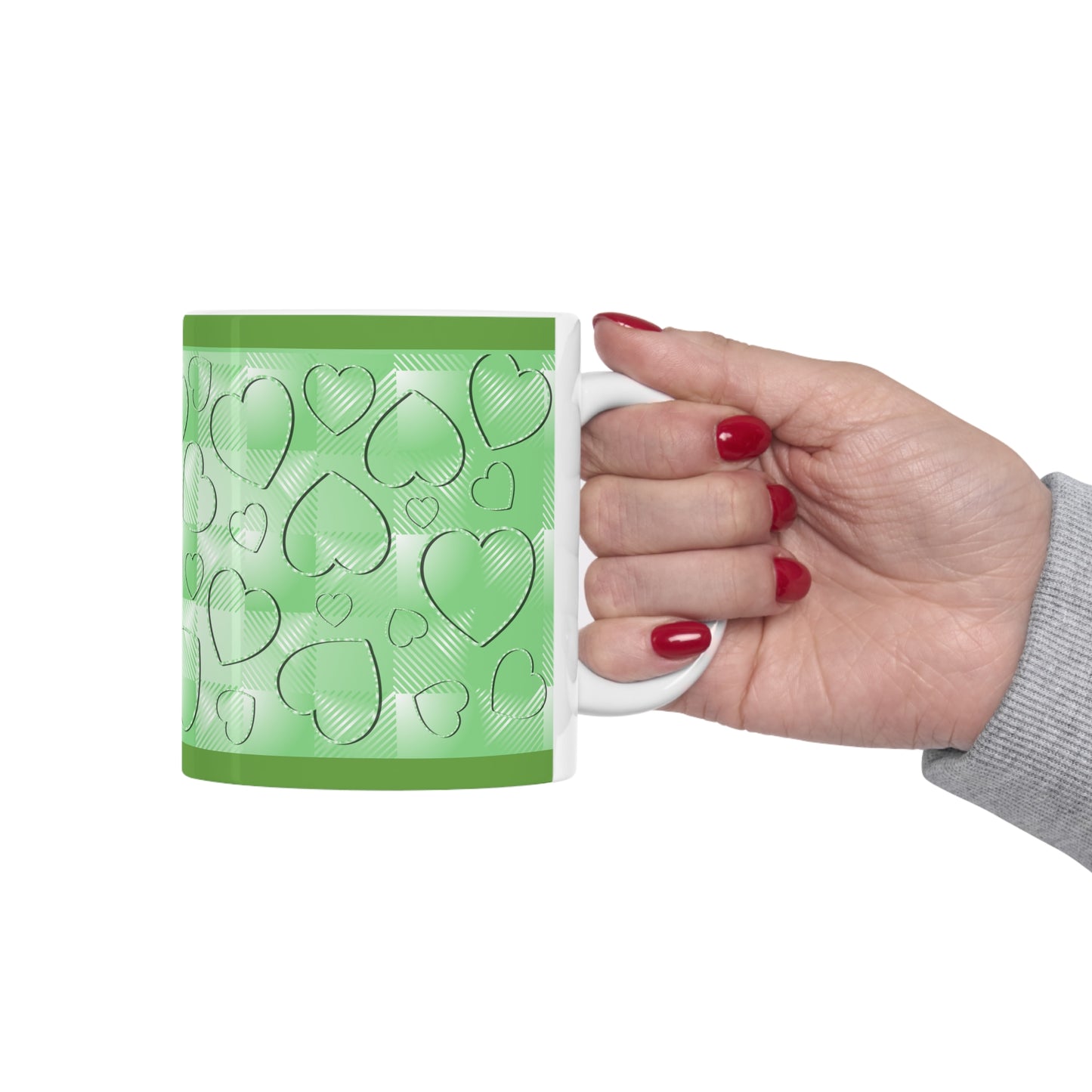 Green Buffalo Hearts Ceramic Mug 11oz