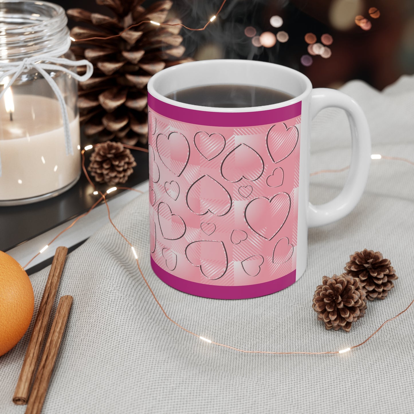 Pink Buffalo Plaid Ceramic Mug 11oz