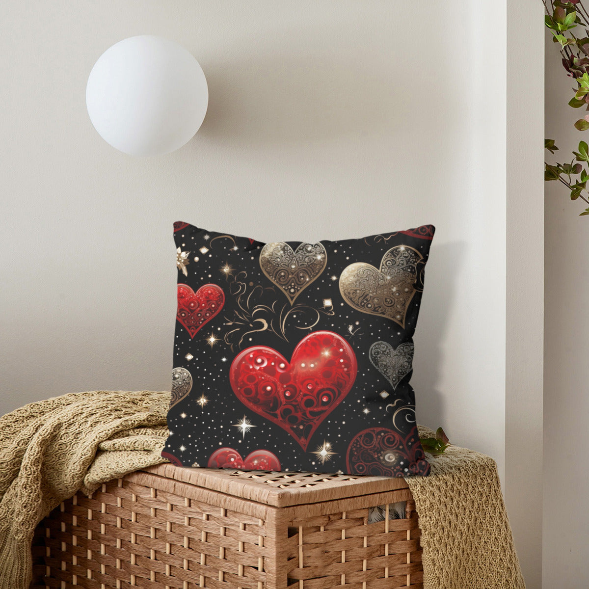 Hearts Throw Pillow