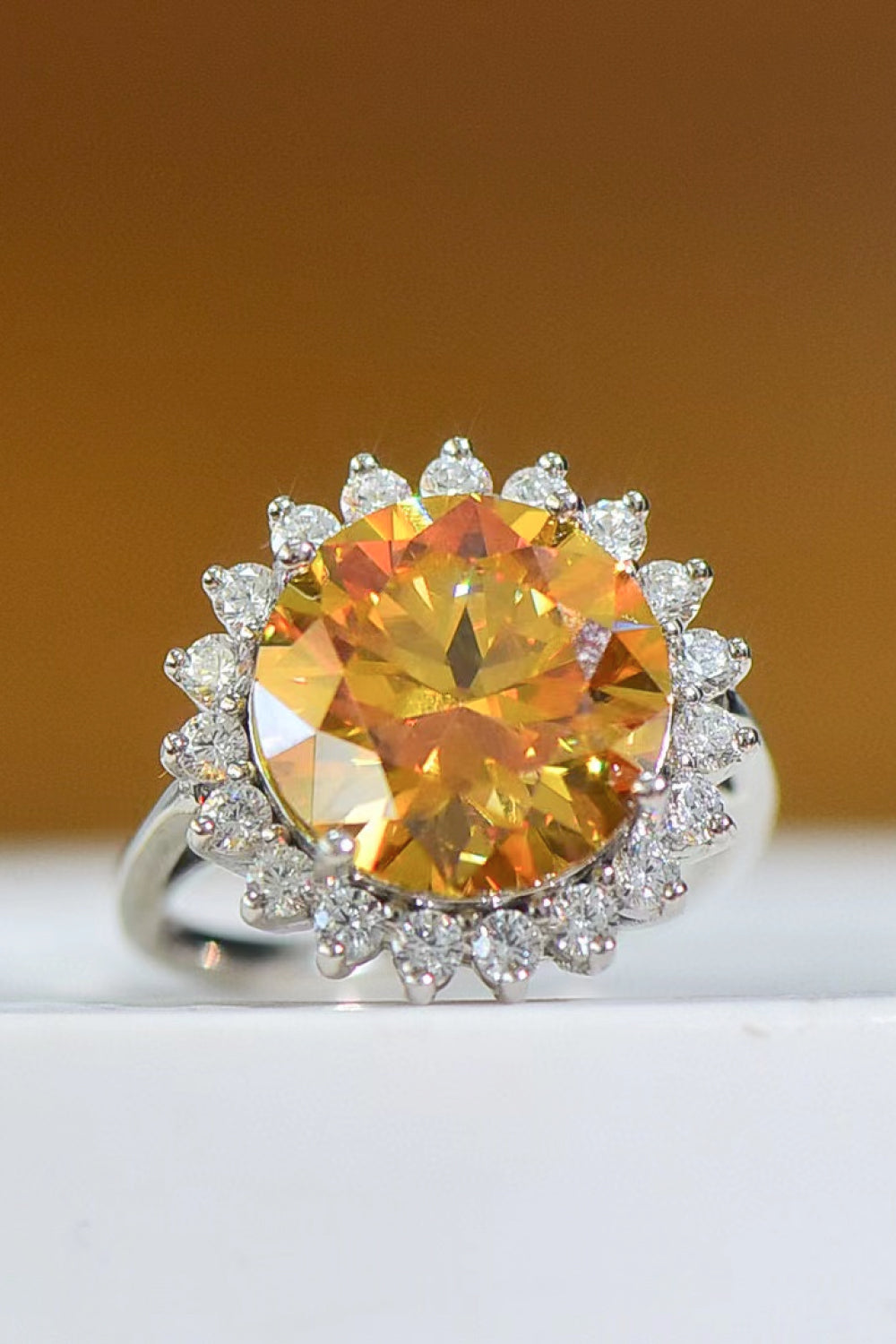 Sunflower 925 Sterling Silver 2 Carat Moissanite Ring