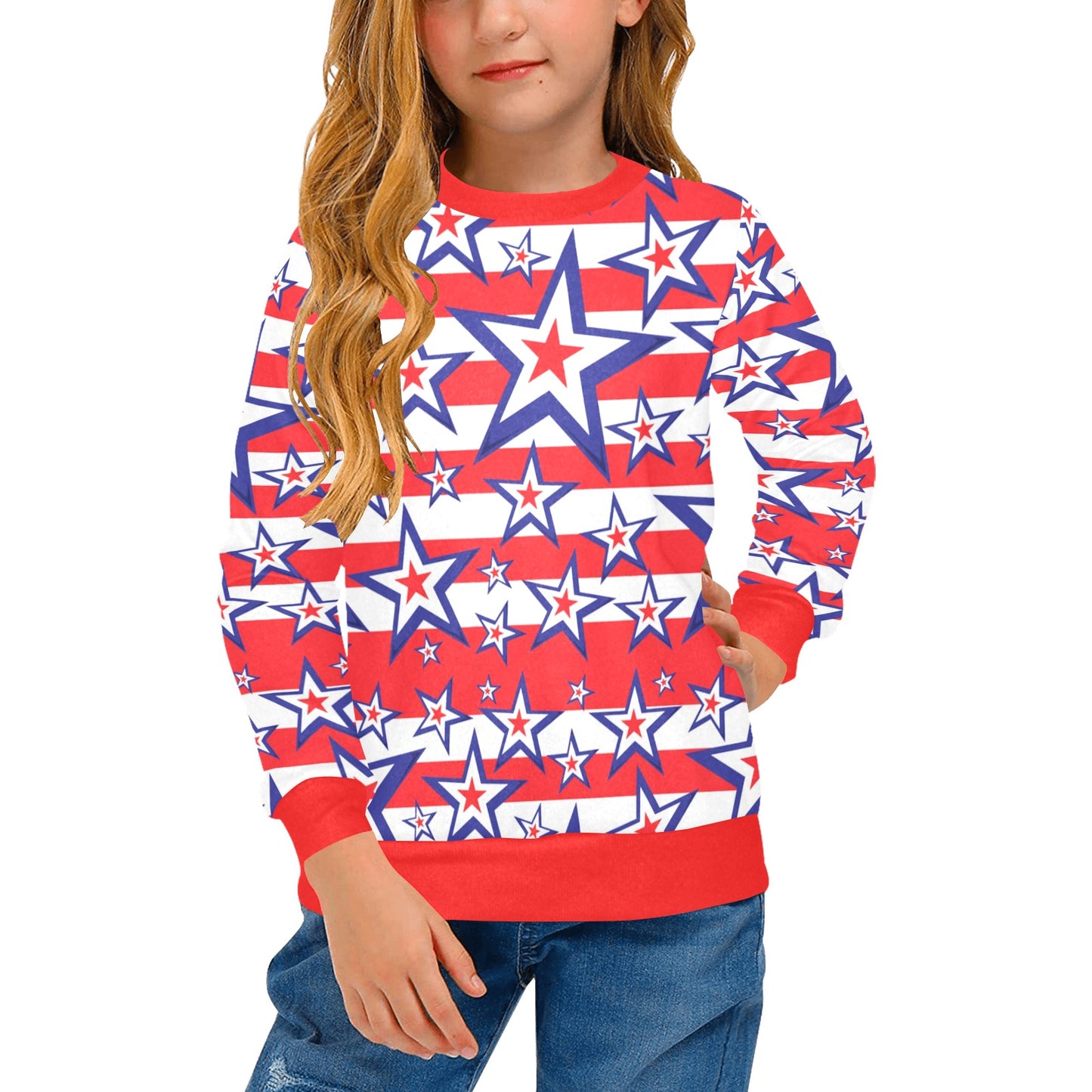 Girls' Star Patriotic Crew Neck Top (H49)