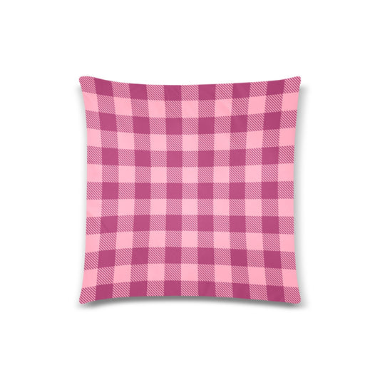Pink Plaid Throw Pillow Cover