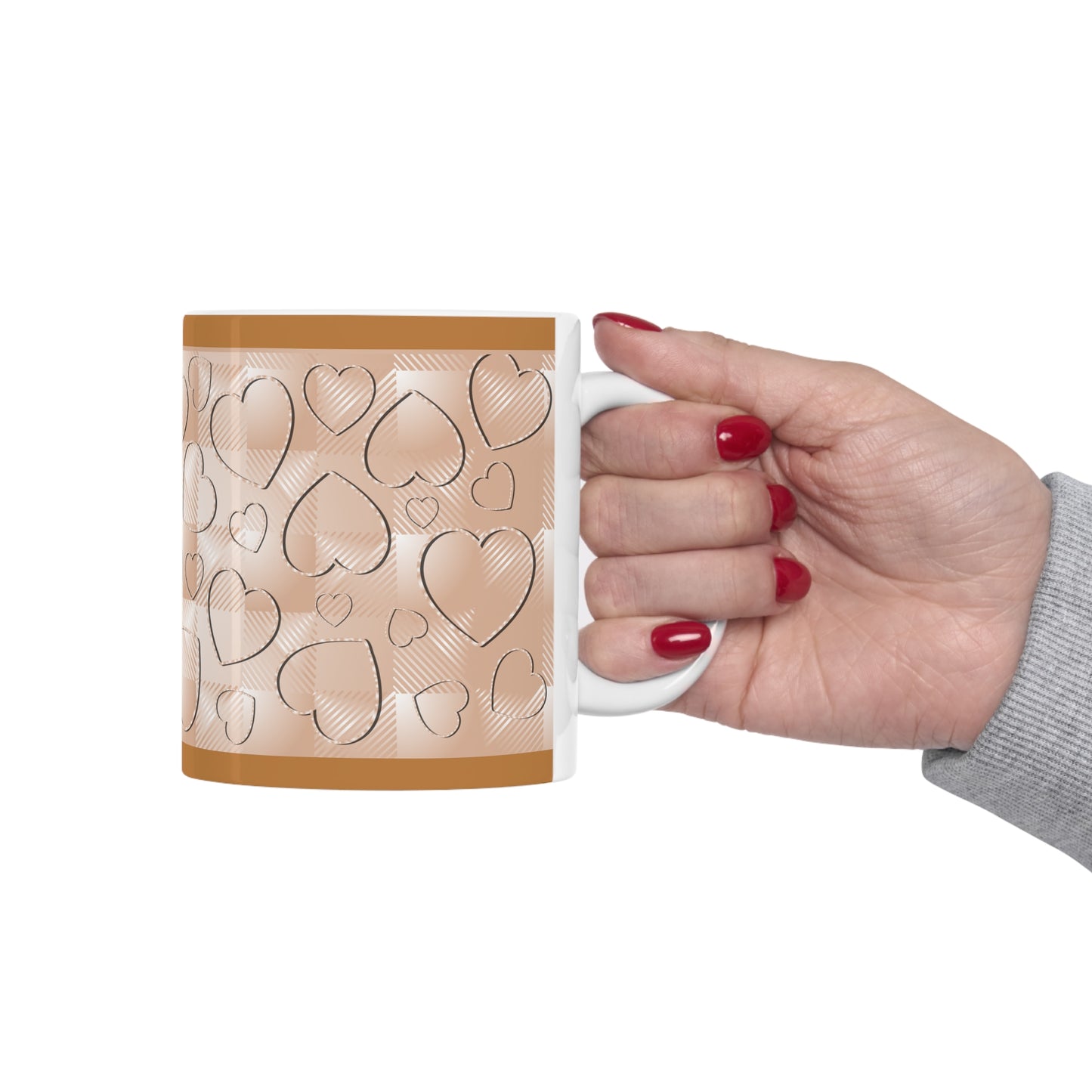 Brown Buffalo Hearts Ceramic Mug 11oz