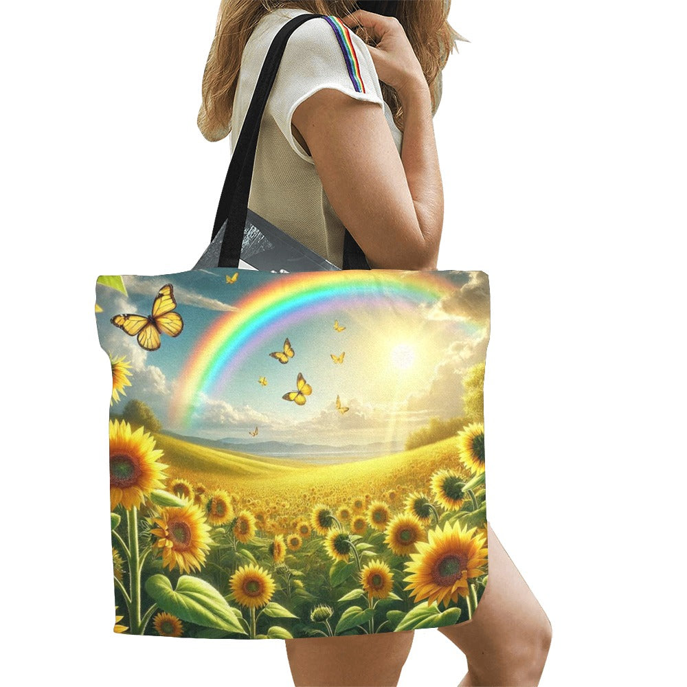 Sunflowers All Over Print Canvas Tote Bag - Large