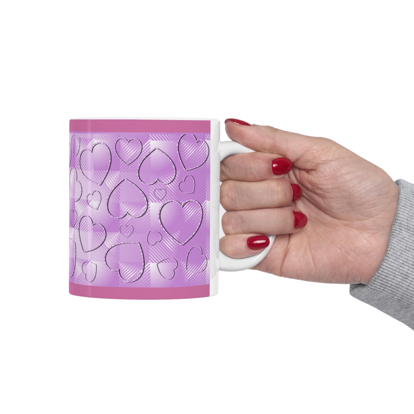 Purple Buffalo Hearts Ceramic Mug 11oz