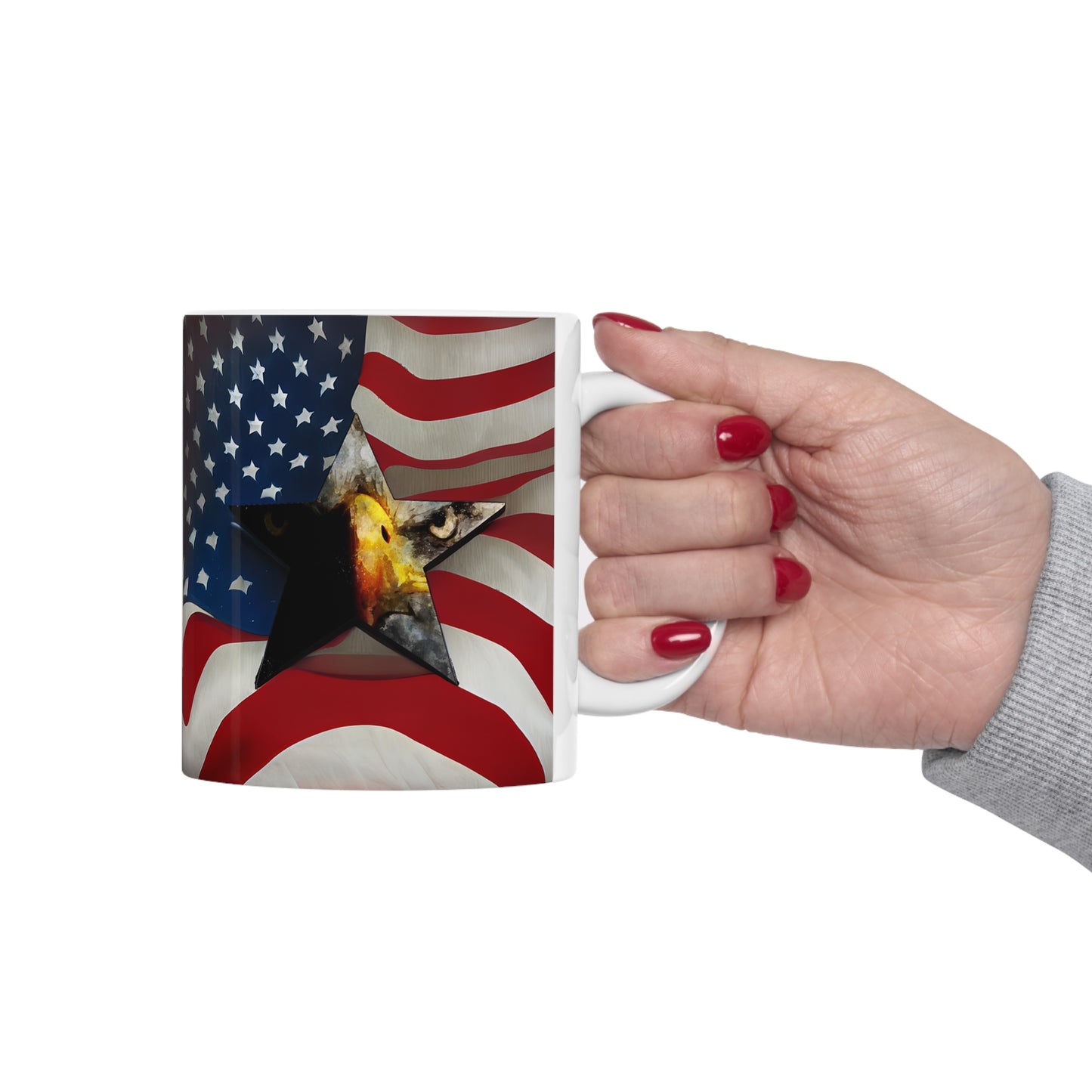 American Flag and Eagle Star Ceramic Mug 11oz