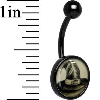 Black Titanium Magic Witch Hat Glow in the Dark Belly Ring