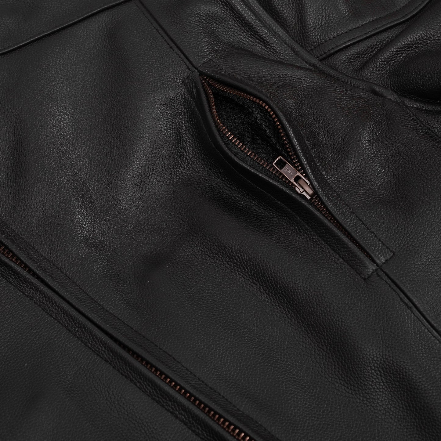 Men's Black Vented Motorcycle Jacket with Plain Sides