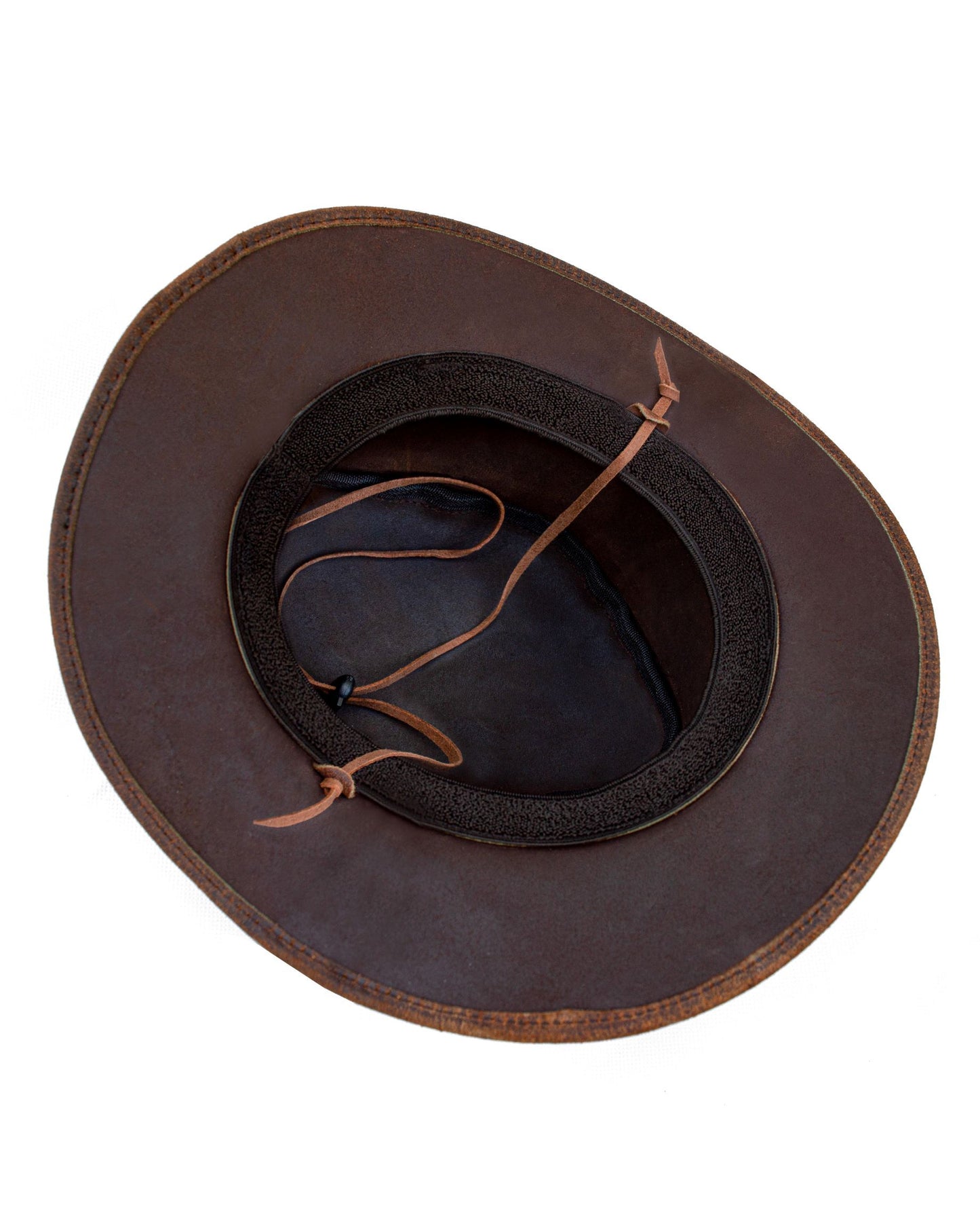 Men's Brown Top-Grain Premium Leather Western Cowboy Studded Hat