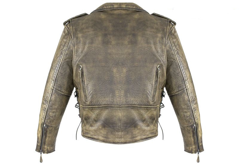 Men's Brown Motorcycle Jacket with Conceal Carry Pockets