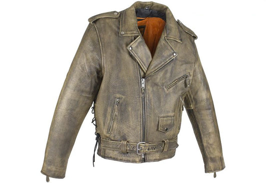 Men's Brown Motorcycle Jacket with Conceal Carry Pockets