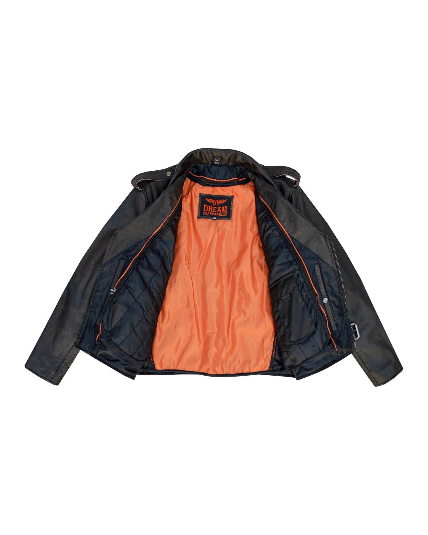 Men's Leather Motorcycle Jacket with Emboss Eagle, Live to Ride, Ride to Live