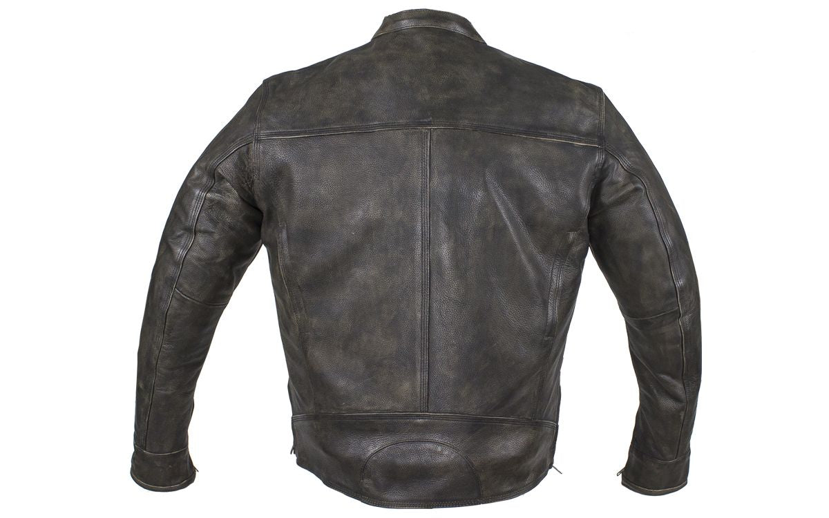 Distressed Brown Racer Jacket with Concealed Carry Pockets