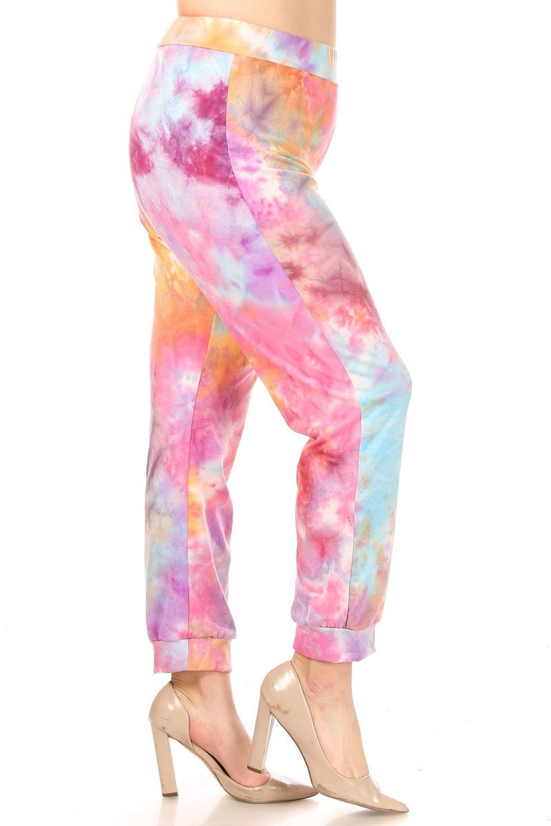 Plus Tie Dye Printed Full Length Joggers XL