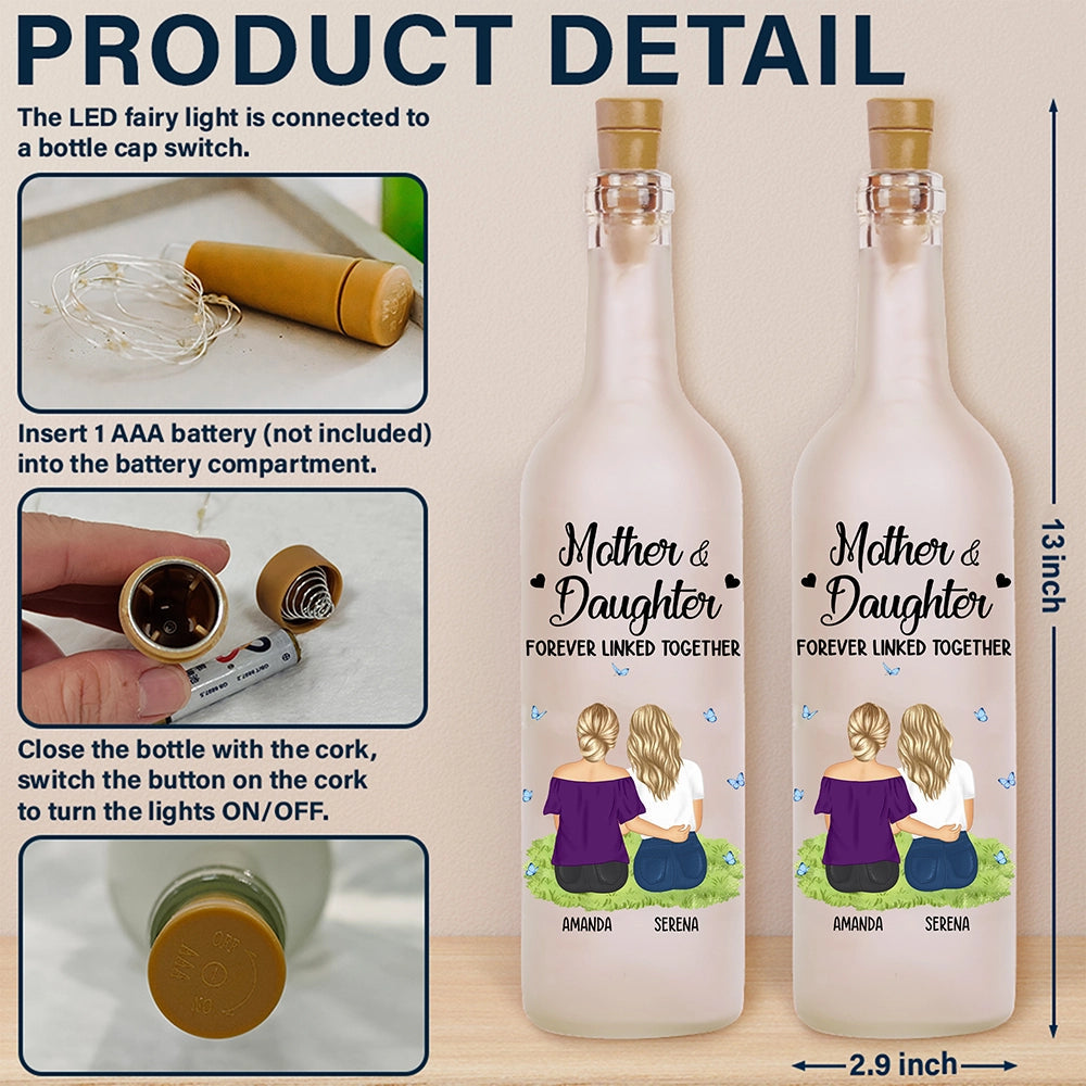 Mother & Daughter Forever Linked Together - Personalized Bottle Light