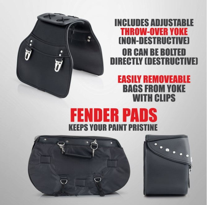 4pc Heavy-Duty Waterproof PVC Black Motorcycle Luggage Set