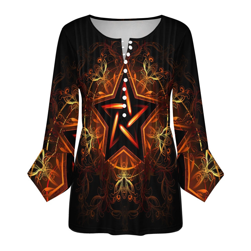 Pentagram Ruffled Petal Sleeve Top