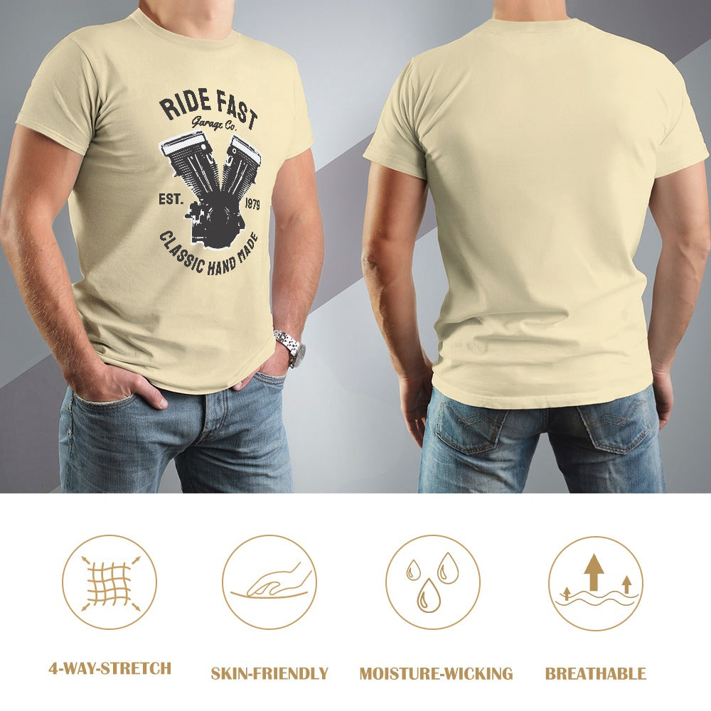 Ride Fast Classic Hand Made Men's T-shirt 100% Cotton