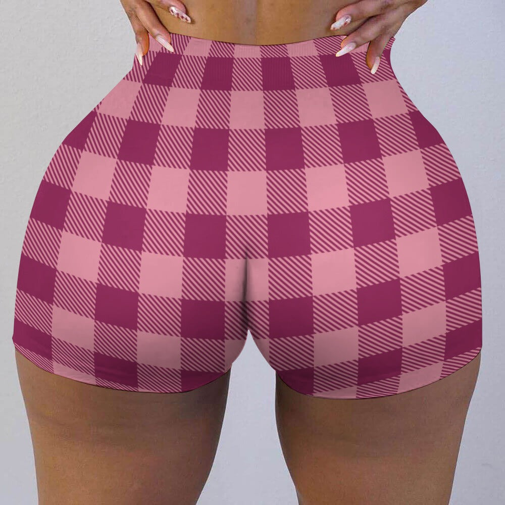 Pink Plaid Ladies Shorts