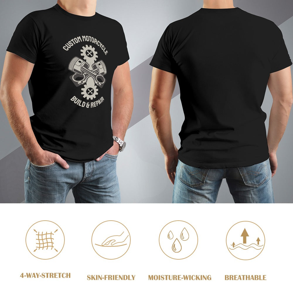 Custom Motorcycle Build and Repair Men's T-shirt 100% Cotton