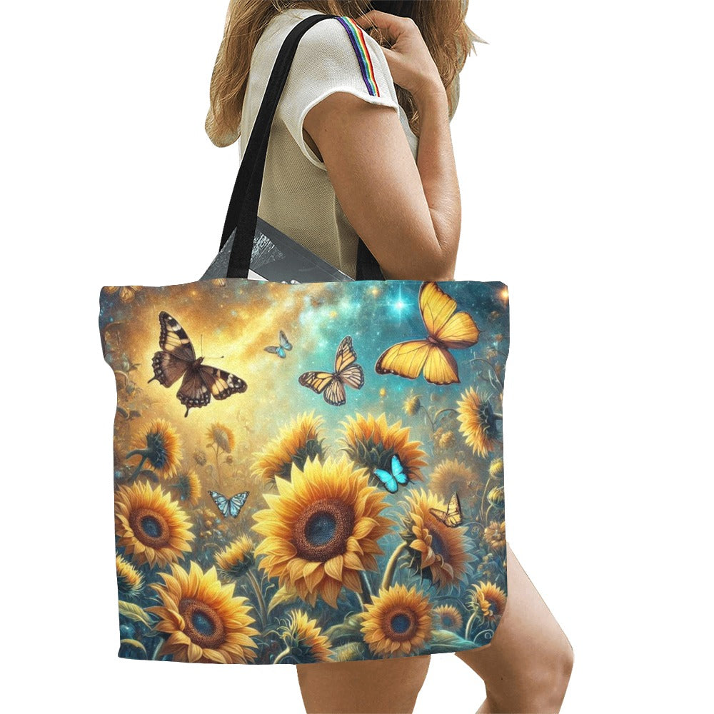 Sunflowers All Over Print Canvas Tote Bag - Large