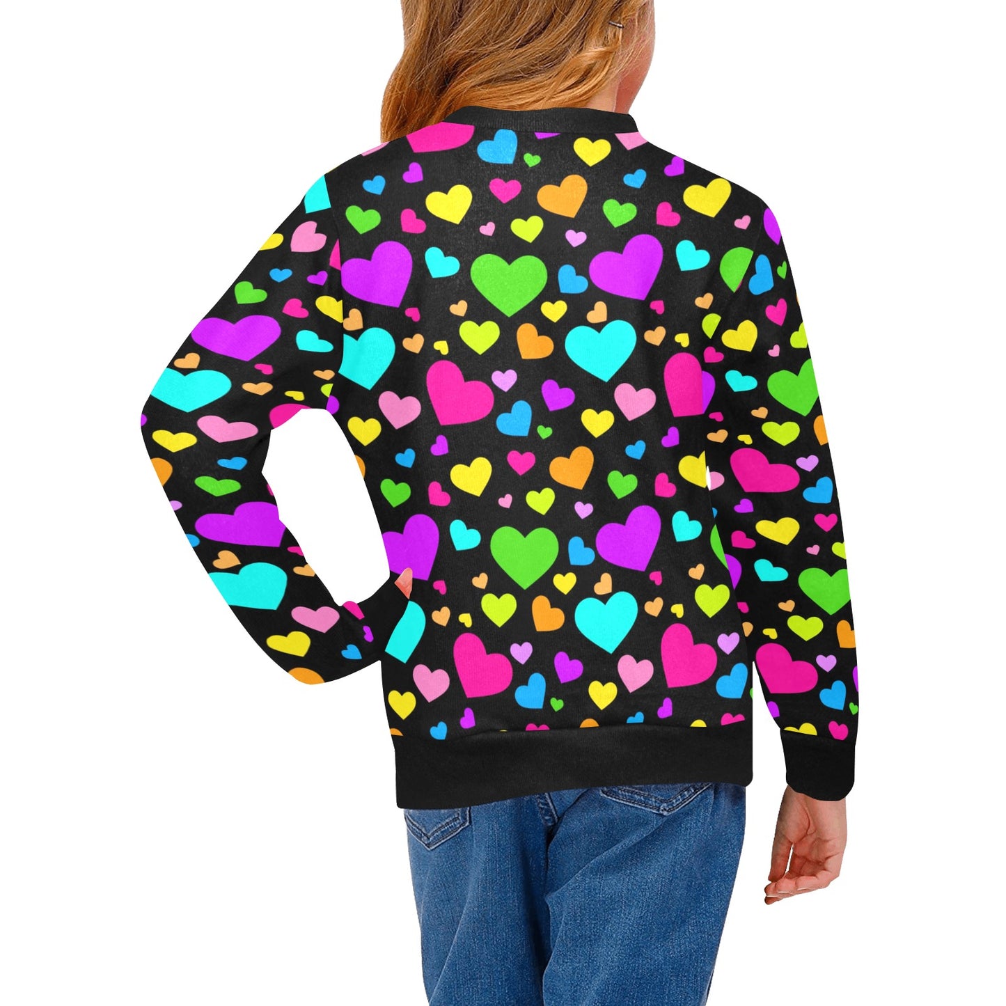 Girls' Colorful Hearts Crew Neck Top (H49)