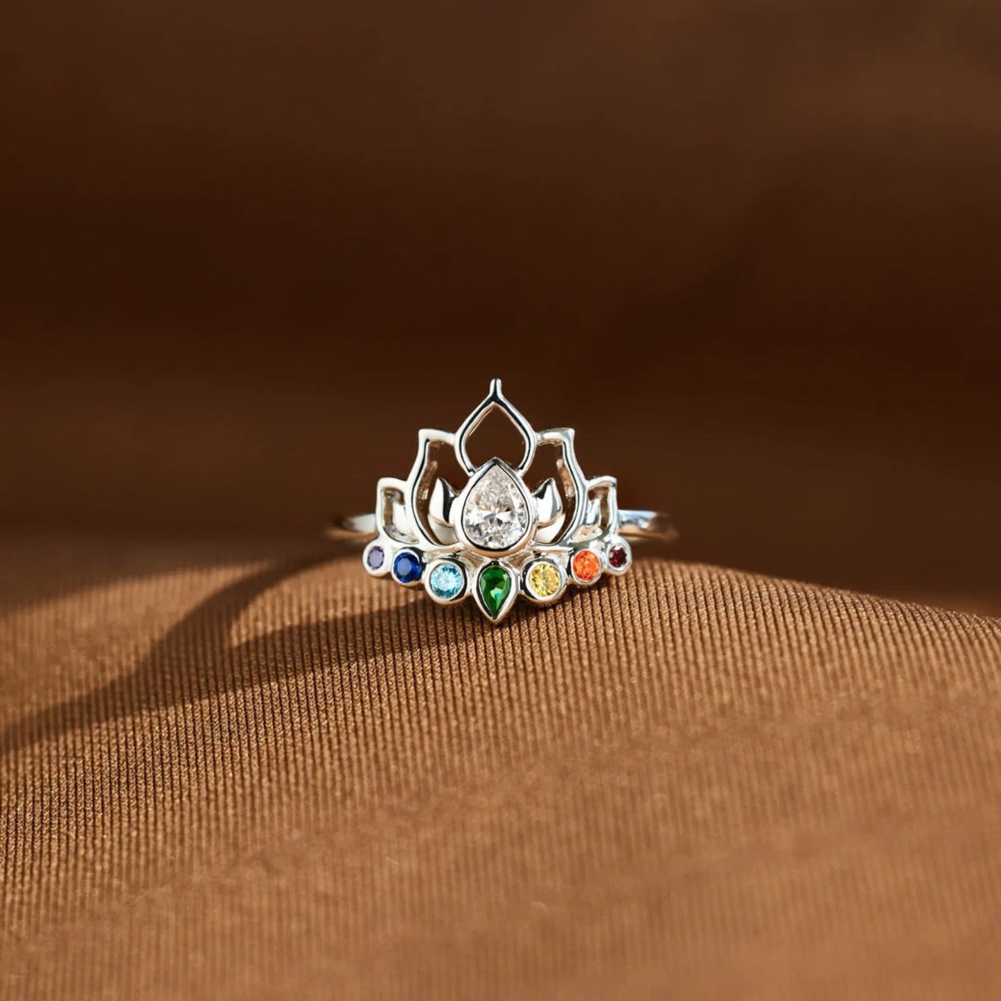 Lotus Shape 925 Sterling Silver Inlaid Zircon Ring