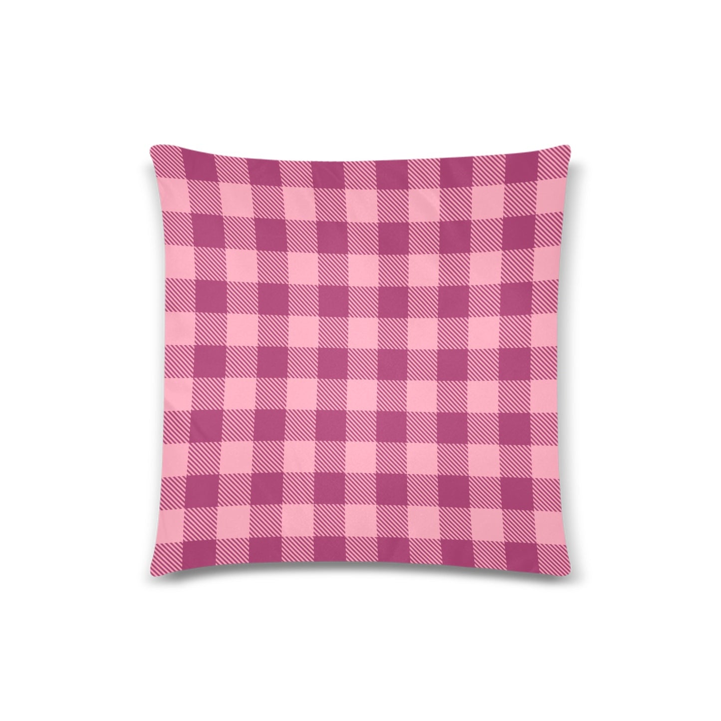 Pink Plaid Throw Pillow Cover