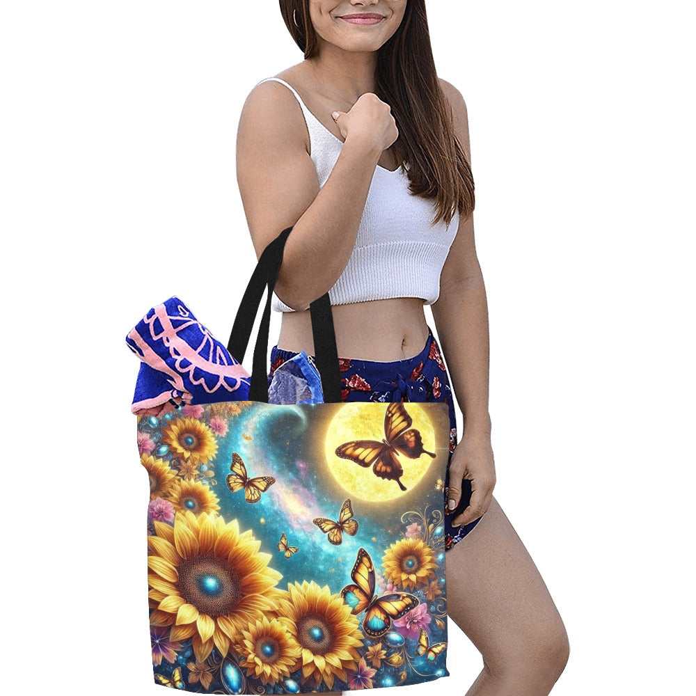 Sunflowers All Over Print Canvas Tote Bag - Large