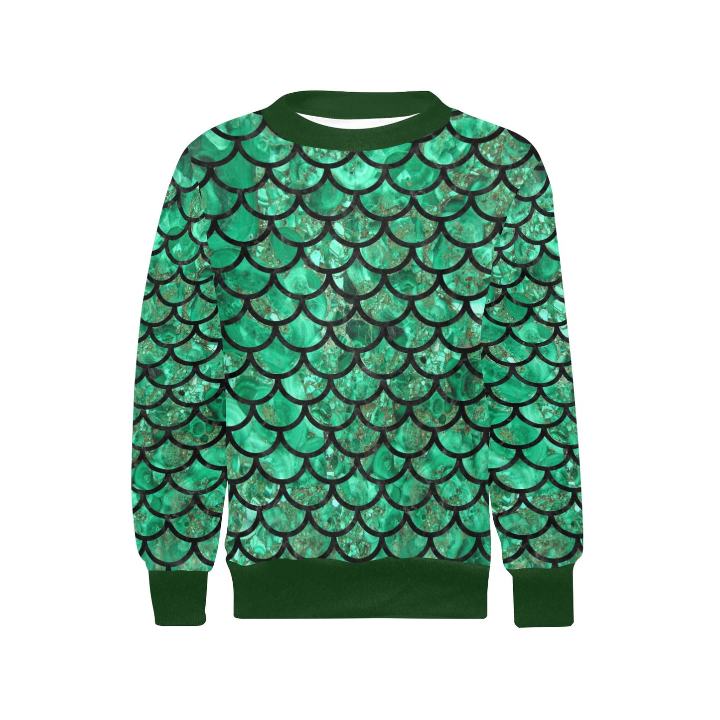 Girls' Mermaid Green Crew Neck Top (H49)