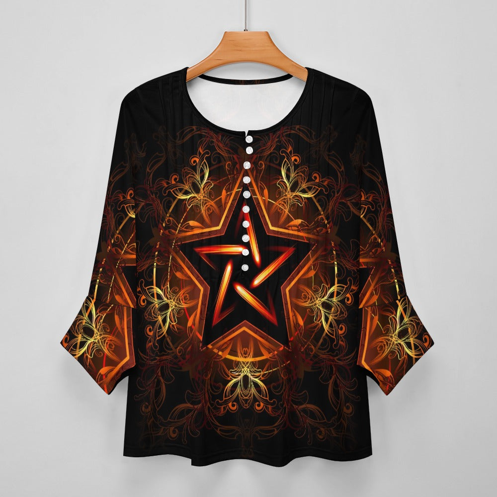 Pentagram Ruffled Petal Sleeve Top