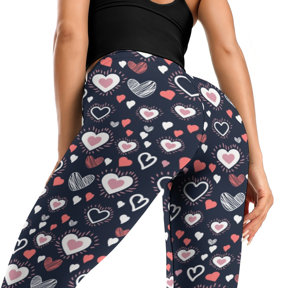 Colorful Hearts Soft Ladies Tight Yoga Pants