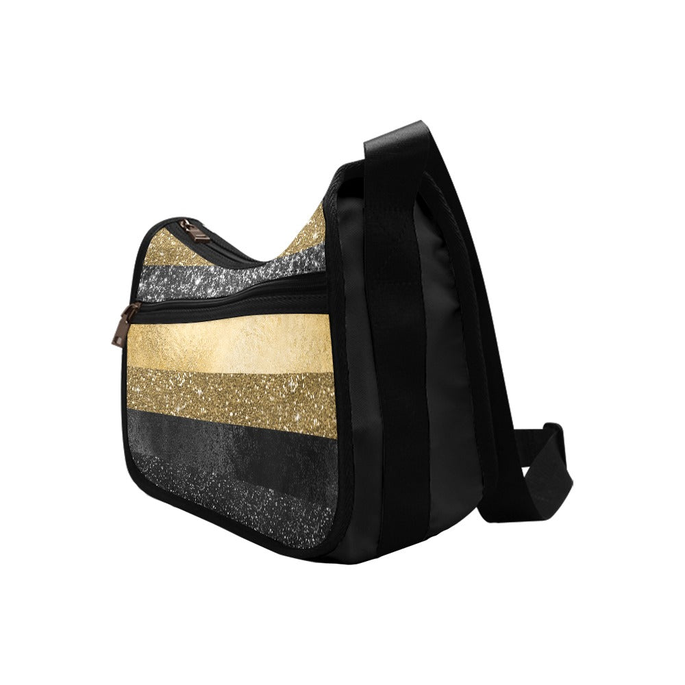 Striped Glitter Shoulder Bag