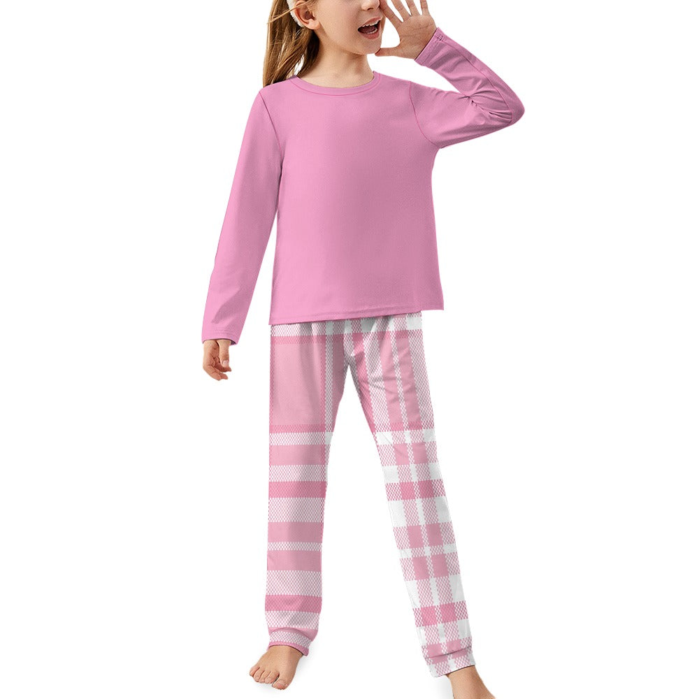 Pink Plaid Girl's Pajama Set