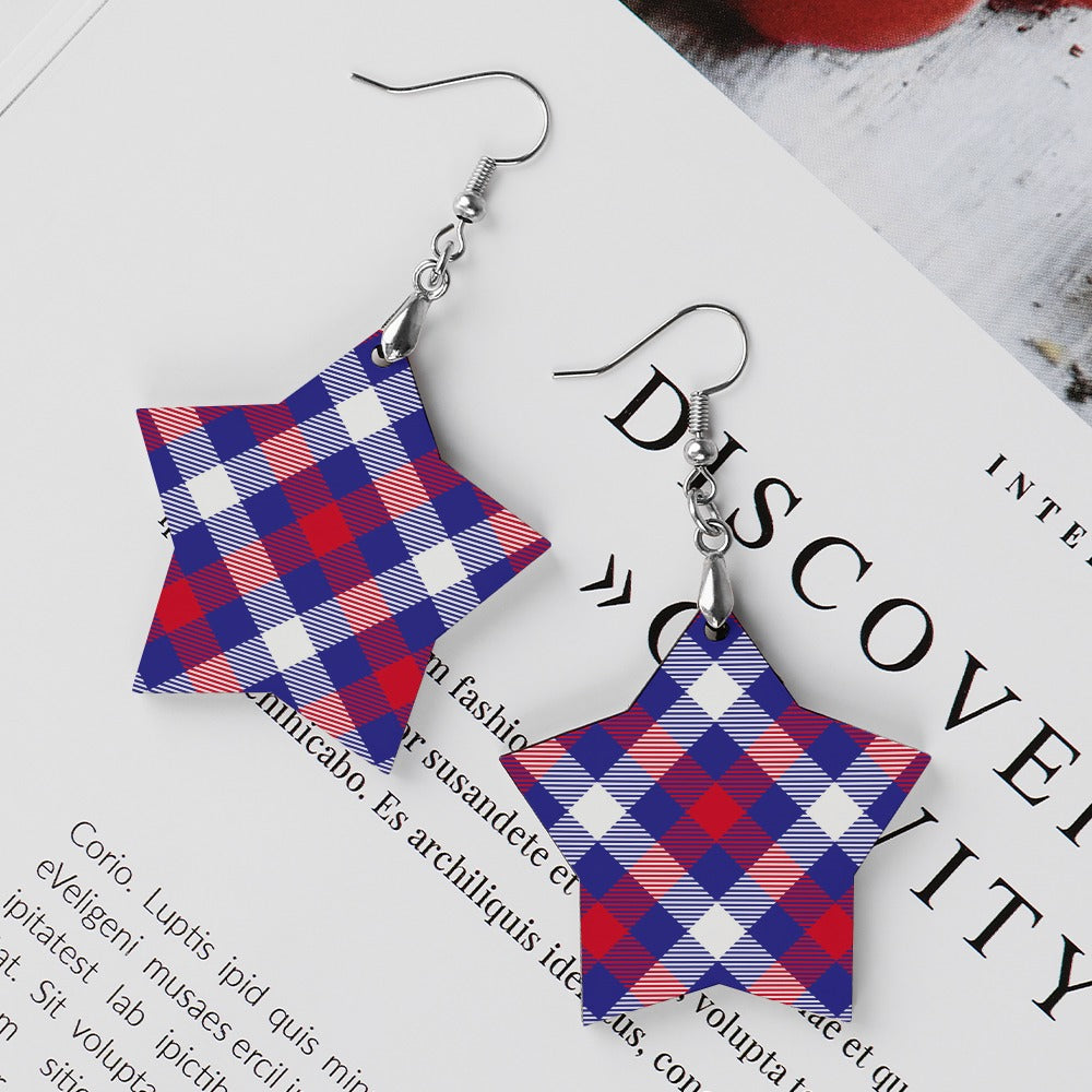 Wooden Plaid Earrings