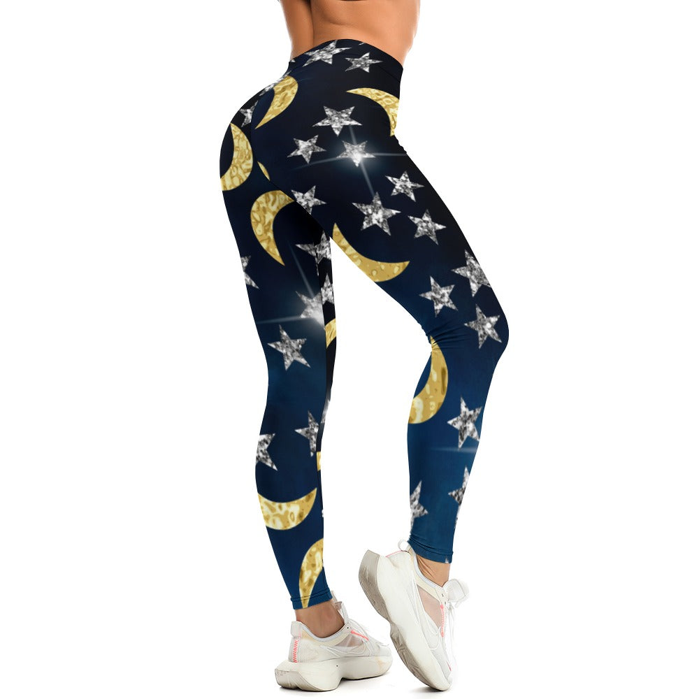 Moon and Stars Soft Ladies Tight Yoga Pants