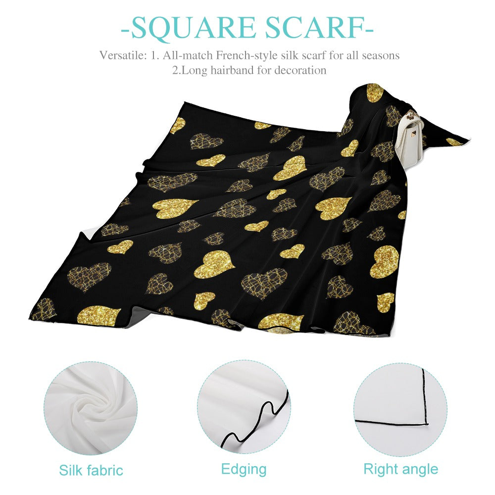 Hearts Plaid Soft & Shiny Silk Scarves