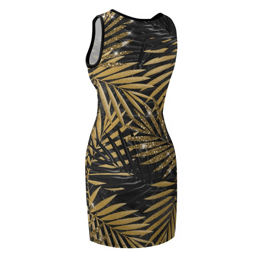 Leafy Slim Fit Sleeveless Tank Dress
