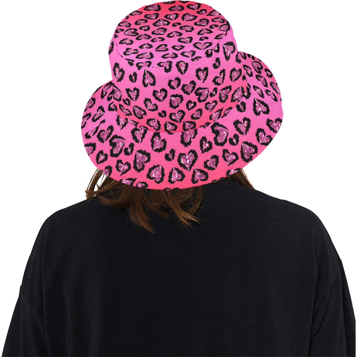 Pink Leopard Hearts Summer Bucket Hat