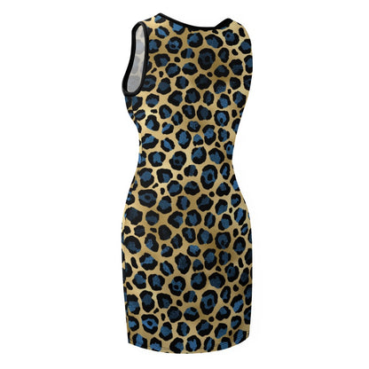Blue Leopard Slim Fit Sleeveless Tank Dress