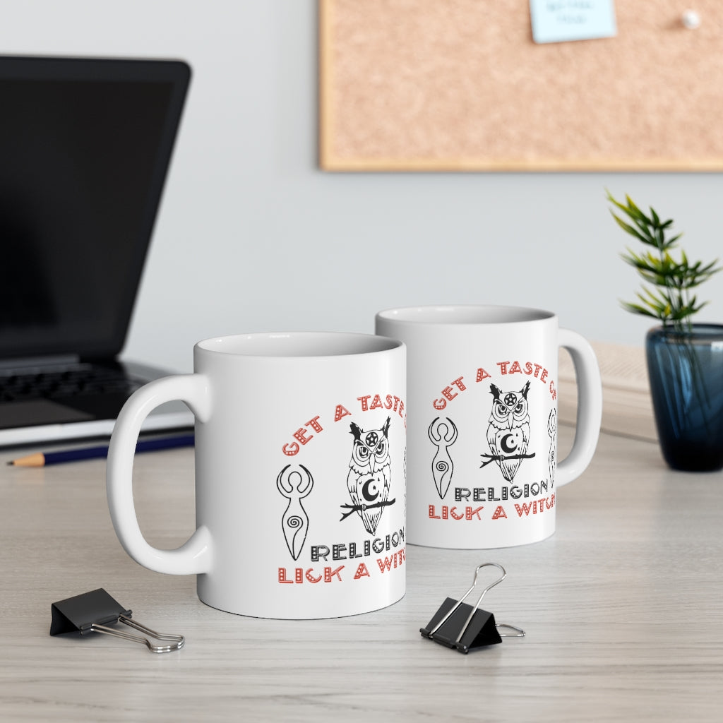 Get a Taste of Religion LICK A WITCH Ceramic Mug 11oz
