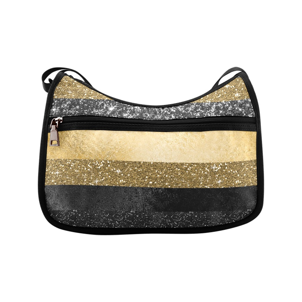 Striped Glitter Shoulder Bag