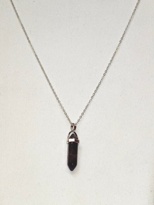 Bullet Shape Healing Stones with Black Paracord Necklace - Amethyst