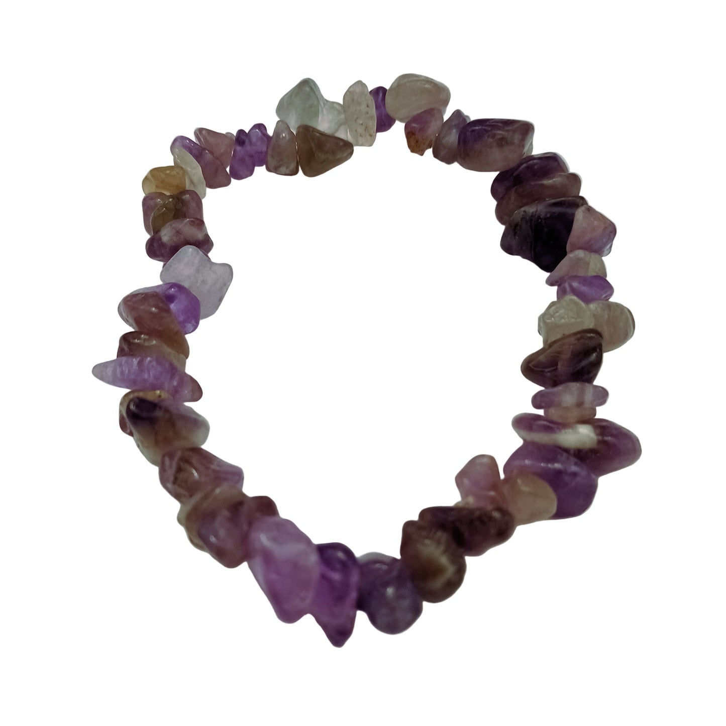 Fluorite and Amethyst Natural Stone Stretch Bracelet