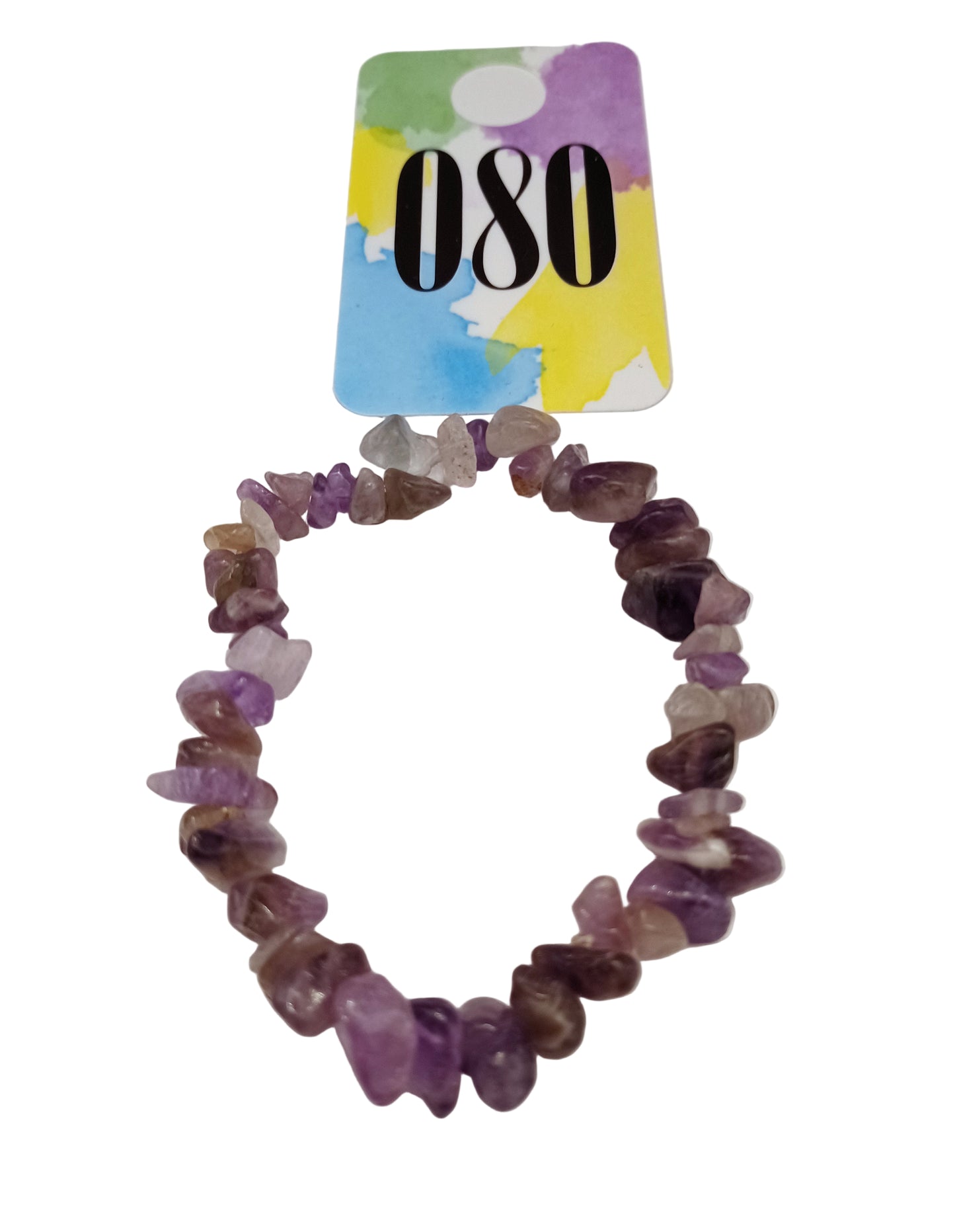 Fluorite and Amethyst Natural Stone Stretch Bracelet